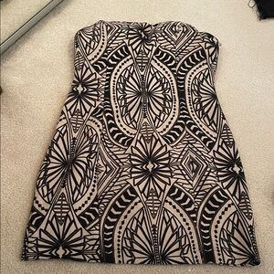 Posh Black and Cream Strapless Dress